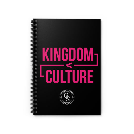 Kingdom < Culture Spiral Notebook — Ruled Christian Journal (Black & Pink)
