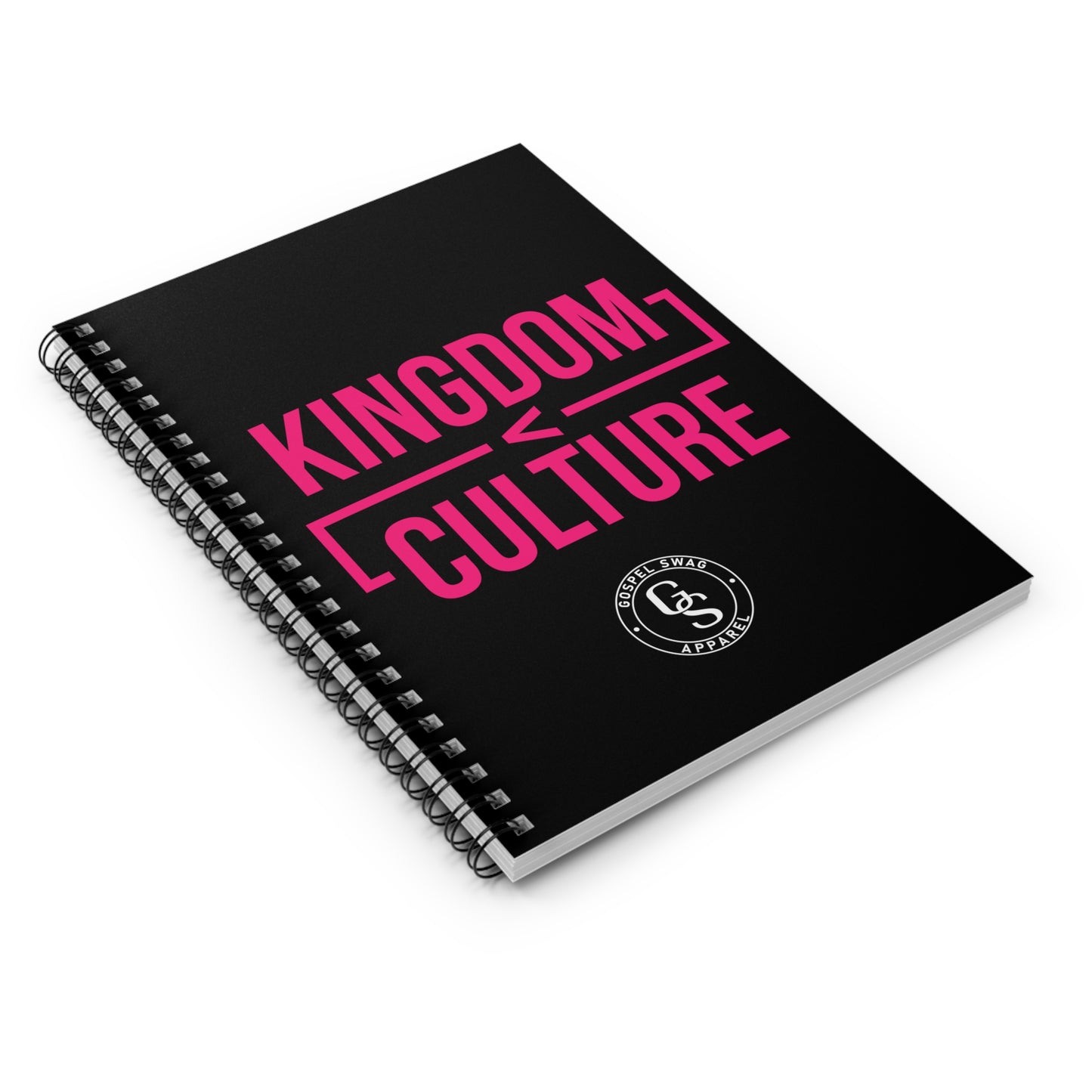 Kingdom < Culture Spiral Notebook — Ruled Christian Journal (Black & Pink)