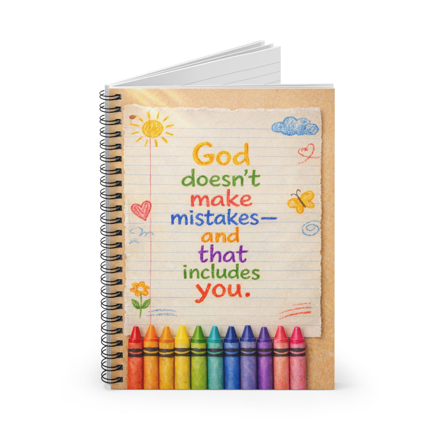 God Doesn’t Make Mistakes Notebook | Faith-Inspired Encouragement Notepad