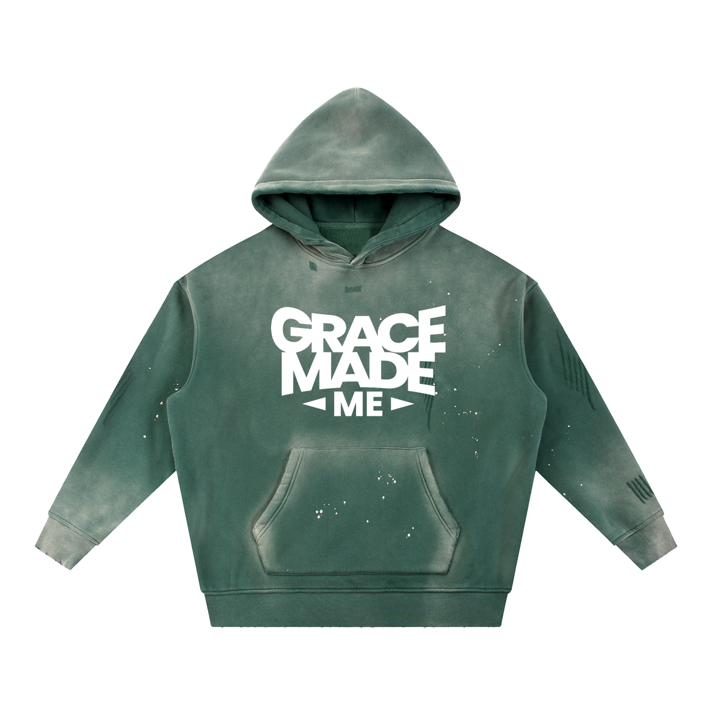Grace Made Me – Vintage Washed Frayed Fleece Hoodie (Unisex)