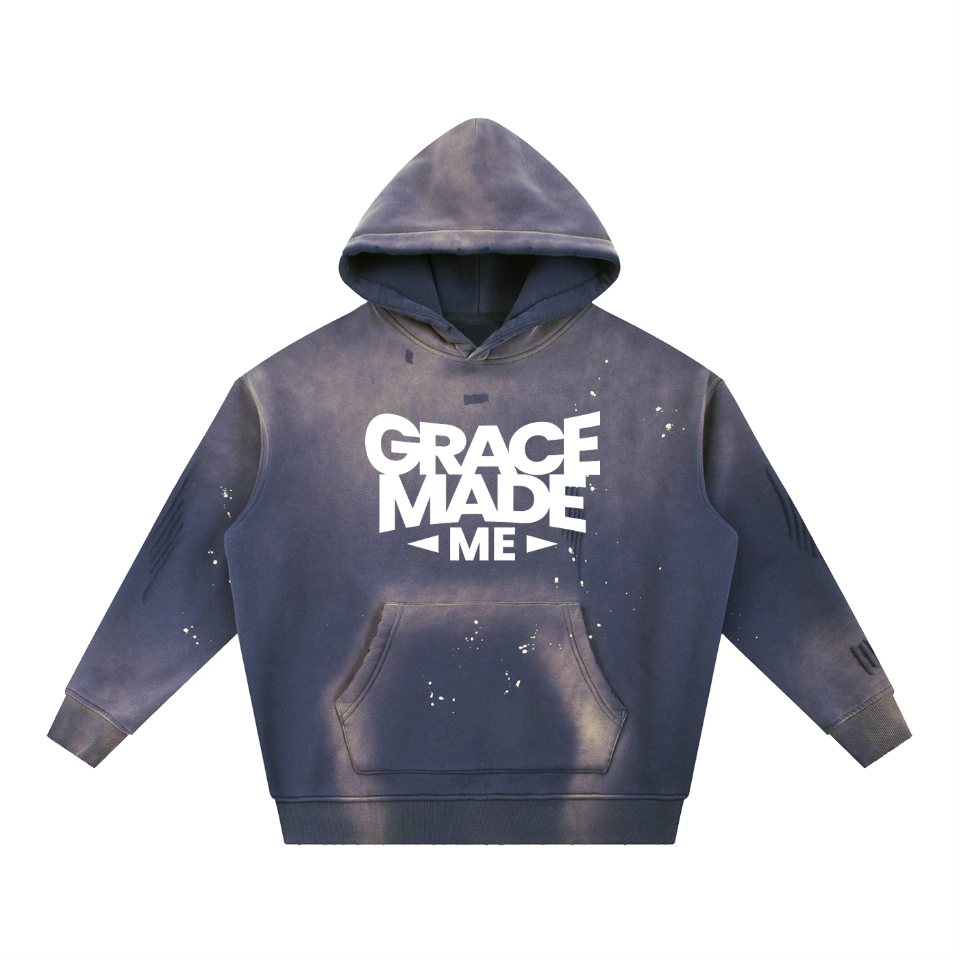 Grace Made Me – Vintage Washed Frayed Fleece Hoodie (Unisex)